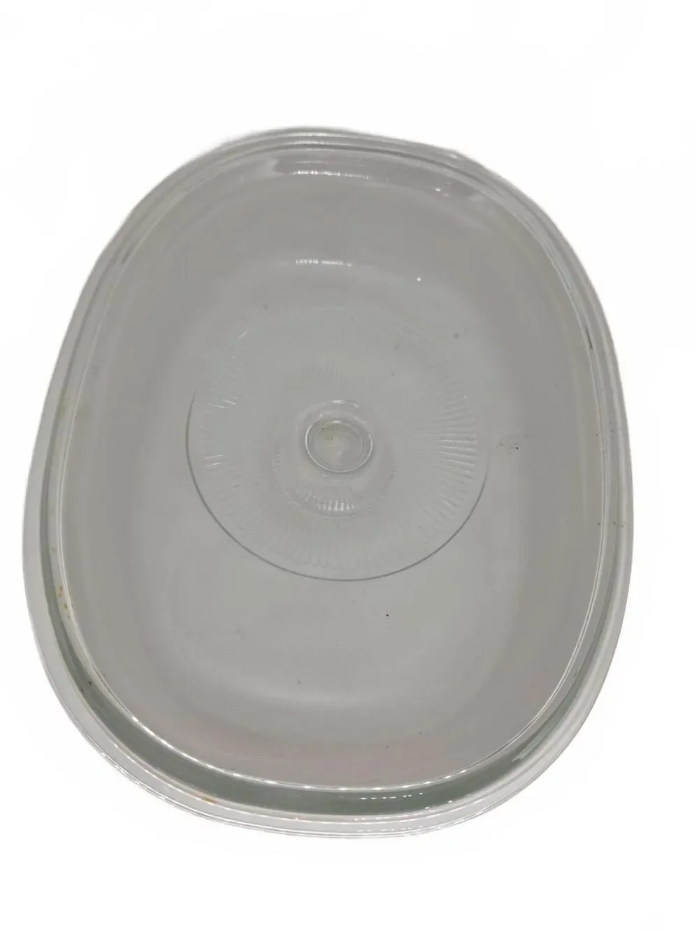 Vtg CorningWare White Oval Casserole Dish Clear Glass Lid